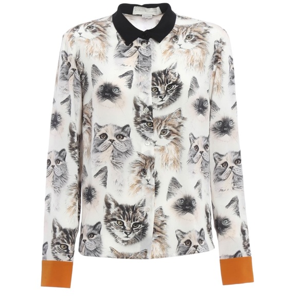 Stella McCartney Tops - Stella McCartney silk cat print blouse size 34 or US 0, excellent condition